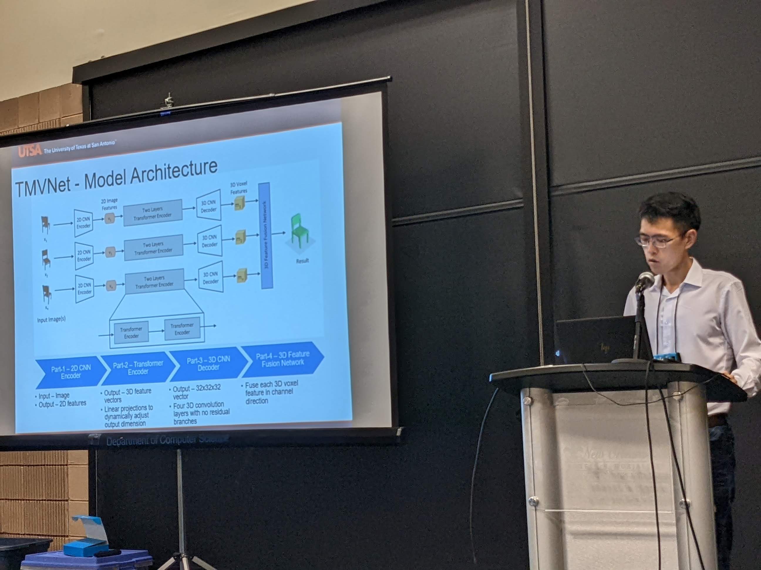 Kebin Peng presenting his paper TMVNet at the CVPR 2022 PBVS workshop